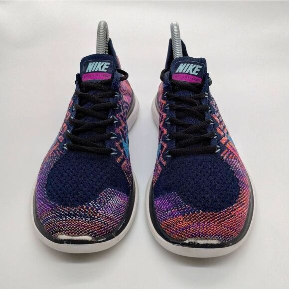 Nike Free 4.0 Flyknit Running Sneakers Womens Size‎ 8 Multicolor Athletic Shoes - Picture 3 of 8